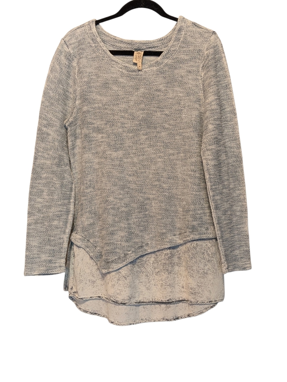 XCVI Heathered Light Gray Layered-Hem Pullover